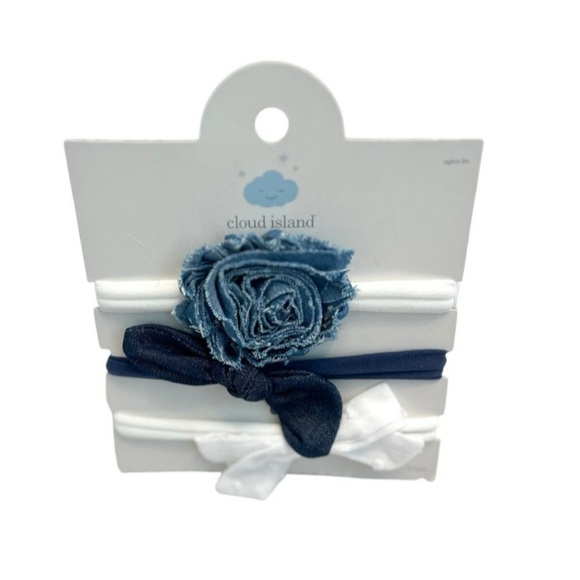 💫 $5/Add On💫 NWT Blue and White Cloud Island Infant Baby Girl Headband Set - Picture 2 of 3
